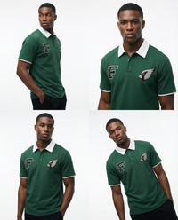 Unisex polo shirt with contrast collar and embroidered logos