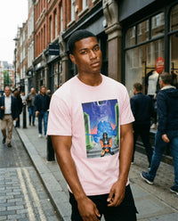 Pink Ninja Magic Essential Cotton T-Shirt with colorful fantasy warrior print, made from 100% cotton for breathable comfort.