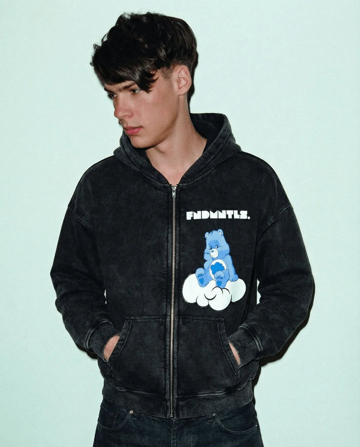 Cloudbear Zip Hoodie lifestyle/detail image | FNDMNTLS