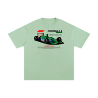 Mint green Formula 1 Pure Cotton T-Shirt with Jordan 191 car design. Unisex, short sleeve tee for casual motorsport style.