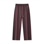 Brown Essential Drawstring Straight-Leg Sweatpants with side seams and ribbed waistband, ideal for lounging or workouts.