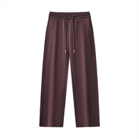 Brown Essential Drawstring Straight-Leg Sweatpants with side seams and ribbed waistband, ideal for lounging or workouts.