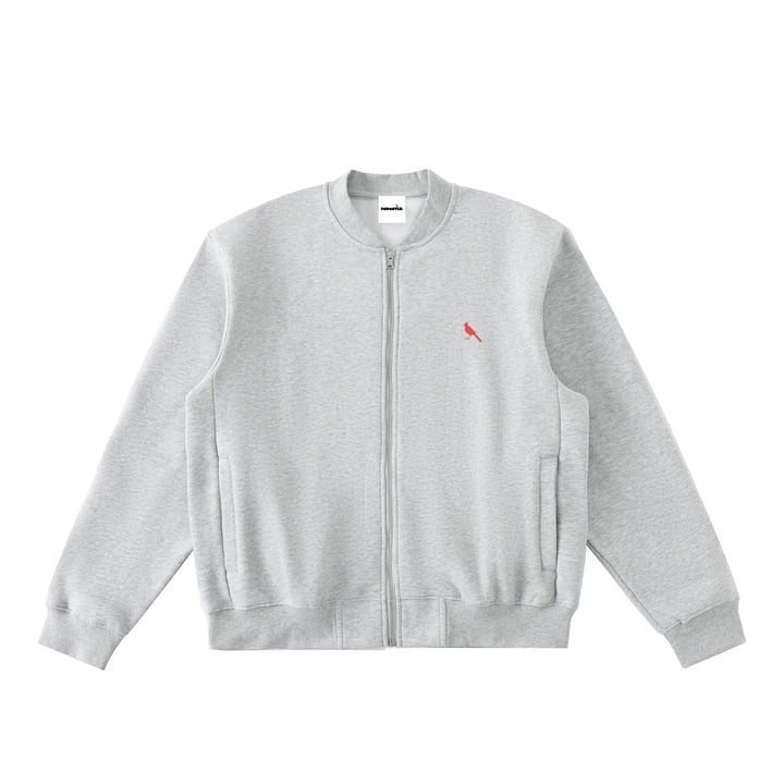 Chrome Cardinal Essential Zip-Up Fleeced Varsity Jacket by Shop FNDMNTLS - polo jacket, Chrome Cardinals FNDMNTLS