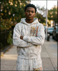 Shield of Faith Zip Hoodie lifestyle/detail image | FNDMNTLS