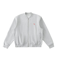 Chrome Cardinal Essential Zip-Up Fleeced Varsity Jacket by Shop FNDMNTLS - polo jacket, Chrome Cardinals FNDMNTLS