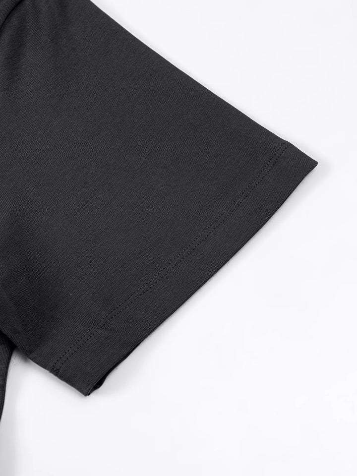 Black Logo Essentials Heavyweight Tee front fit image | FNDMNTLS