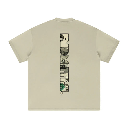 Earth tone heavyweight Ben Franklin T-Shirt with graphic design