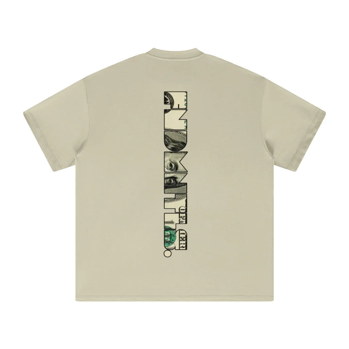 Earth tone heavyweight Ben Franklin T-Shirt with graphic design