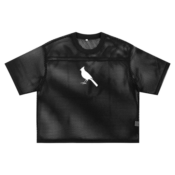 Boxy Net T-Shirt with Bird Motif - Stylish & Versatile Style by Shop FNDMNTLS - Tshirts, Boxy Net T-shirt, Casual Wear