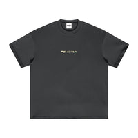 Black heavyweight earth tone T-shirt with front logo