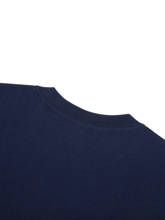 Detailed navy fabric with stitching