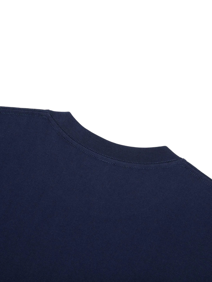 Detailed navy fabric with stitching