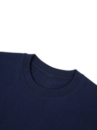 Navy cotton T-shirt neckline