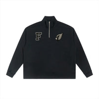 Half-Zip Rolled Edge Fleece Sweatshirt by Shop FNDMNTLS - sweatshirts, Chrome Cardinals, pullover swaetshirt