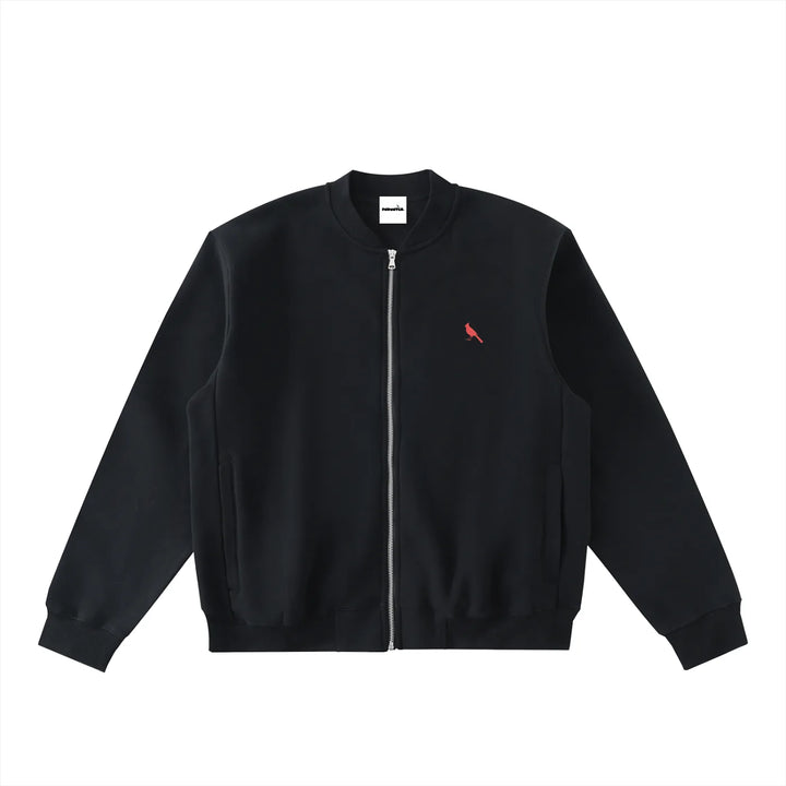 Chrome Cardinal Essential Zip-Up Fleeced Varsity Jacket by Shop FNDMNTLS - polo jacket, Chrome Cardinals FNDMNTLS,