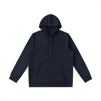 Navy blue oversized hoodie with front pocket and drawstrings