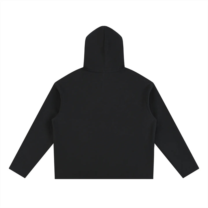 Black hoodie with back view, casual apparel for men and women