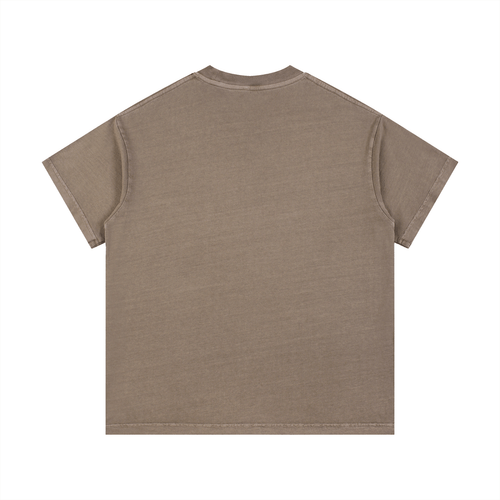Back view of brown Balenciaga Vintage Wash Cotton T-Shirt highlighting its vintage wash and relaxed silhouette.
