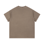 Back view of brown Balenciaga Vintage Wash Cotton T-Shirt highlighting its vintage wash and relaxed silhouette.