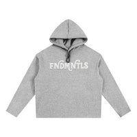 Gray oversized fleece hoodie with logo, casual apparel