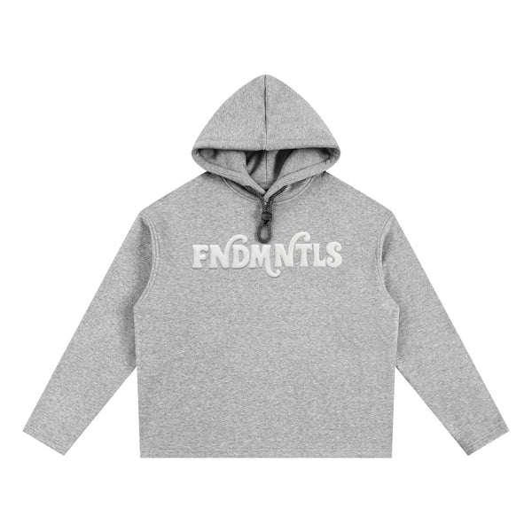Gray oversized fleece hoodie with logo, casual apparel