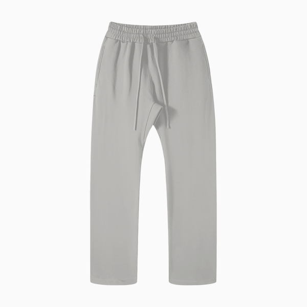 Front view of light gray One Piece unisex casual straight leg pants with elastic waistband, great for casual and outdoor use.