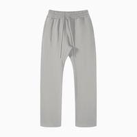 Front view of light gray One Piece unisex casual straight leg pants with elastic waistband, great for casual and outdoor use.