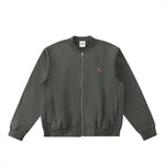 Chrome Cardinal Essential Zip-Up Fleeced Varsity Jacket by Shop FNDMNTLS - polo jacket, Chrome Cardinals FNDMNTLS