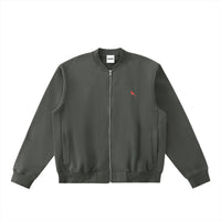 Chrome Cardinal Essential Zip-Up Fleeced Varsity Jacket by Shop FNDMNTLS - polo jacket, Chrome Cardinals FNDMNTLS