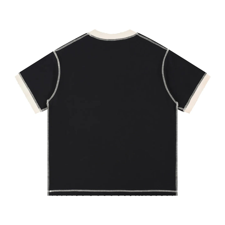 Contrast-Stitched Cotton T-Shirt black back