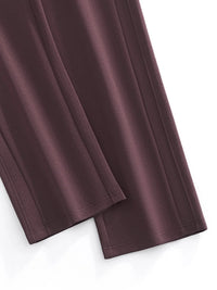 Hem detail of brown Essential Drawstring Straight-Leg Sweatpants with clean stitching and wide-leg cut for casual comfort.