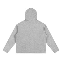 Gray oversized fleece hoodie with logo, casual apparel