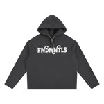 Charcoal gray oversized fleece hoodie with logo, casual wear