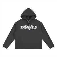 Charcoal gray oversized fleece hoodie with logo, casual wear