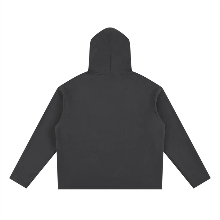 Charcoal gray oversized fleece hoodie with logo, casual wear