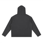 Charcoal gray oversized fleece hoodie with logo, casual wear