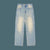 Light wash distressed raw hem denim jeans