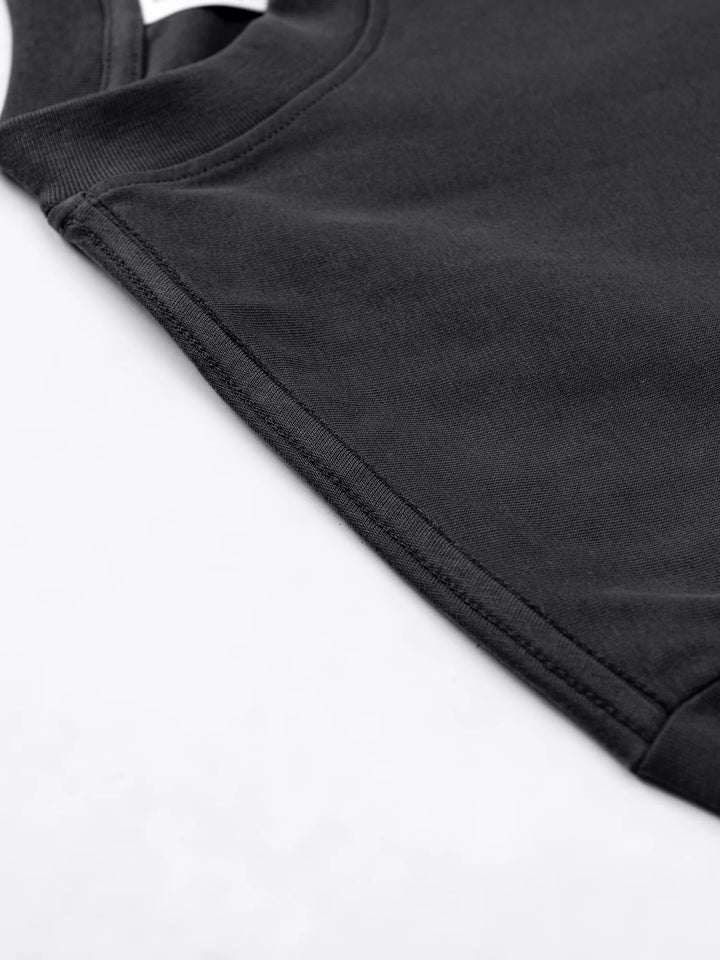 Black Logo Essentials Heavyweight Tee side fit image | FNDMNTLS