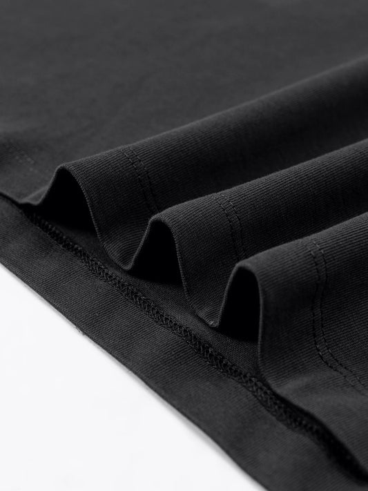 Black Logo Essentials Heavyweight Tee premium cotton fit image | FNDMNTLS