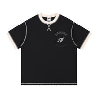 Contrast-Stitched Cotton T-Shirt black front