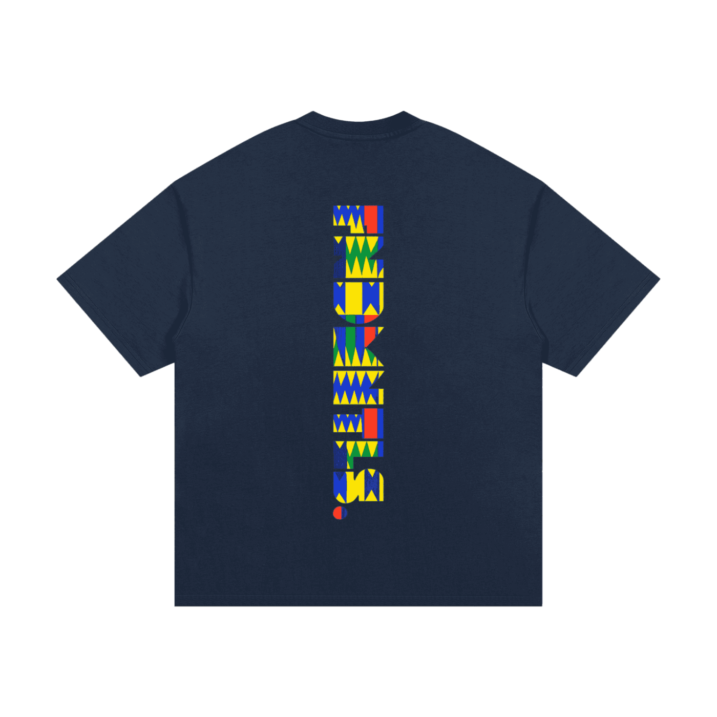 Blue Kinte Heavyweight Cotton T-Shirt, in blue back view