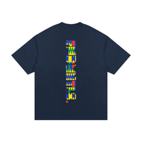 Blue Kinte Heavyweight Cotton T-Shirt, in blue back view