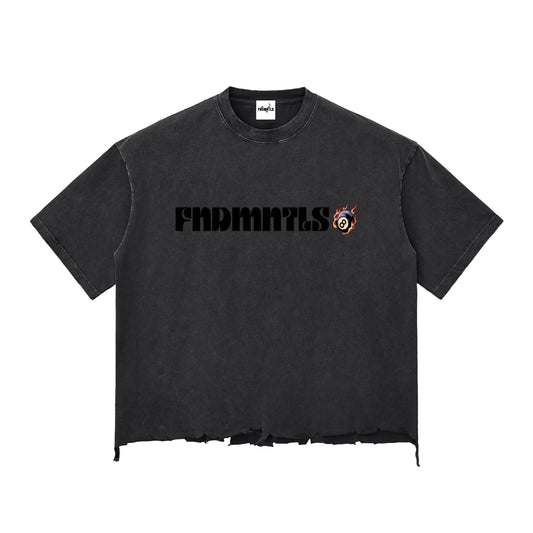 black 8 Ball Snow Wash Raw-Hem Boxy T-shirt