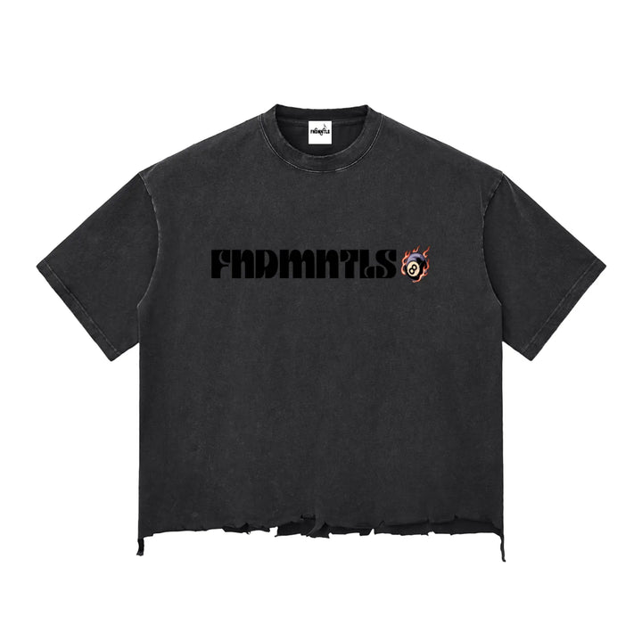 black 8 Ball Snow Wash Raw-Hem Boxy T-shirt