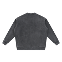 Back view of charcoal gray Vintage Washed Fleece Baseball Jacket showing clean, minimal design and ribbed cuffs and hem.