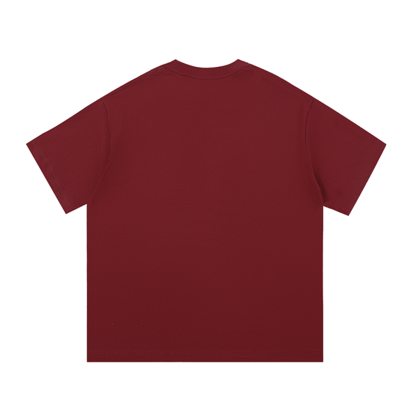 Back view of burgundy P.O.L.O. Essential Cotton T-Shirt, unisex regular fit tee crafted from soft cotton fabric.