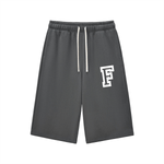 Dark grey Chrome Cardinals Relaxed Drawstring Three-quarter Sweatpants with bold 'F' logo and adjustable drawstring, great for casual outfits.