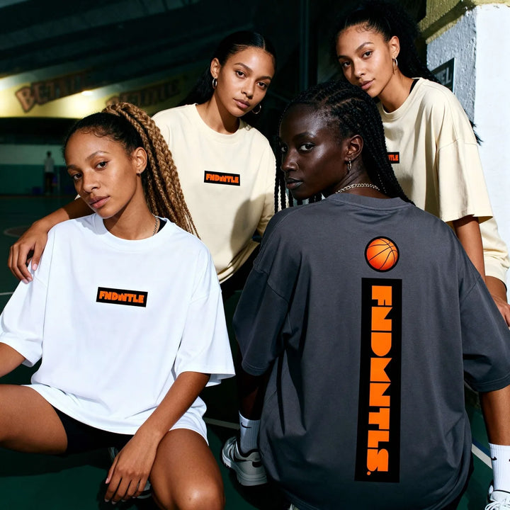 Shattered Back Board Oversize Deep Drop Shoulder Graphic Tshirt by Shop FNDMNTLS - Tshirts, Casual Streetwear, Cotton T-shirt