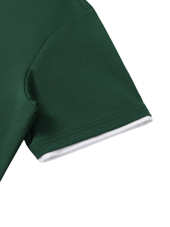 Unisex polo shirt with contrast collar and embroidered logos