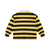 Back view of yellow and black Color Block Stripe Polo Shirt with bold horizontal stripes and ribbed cuffs, unisex cotton blend design.